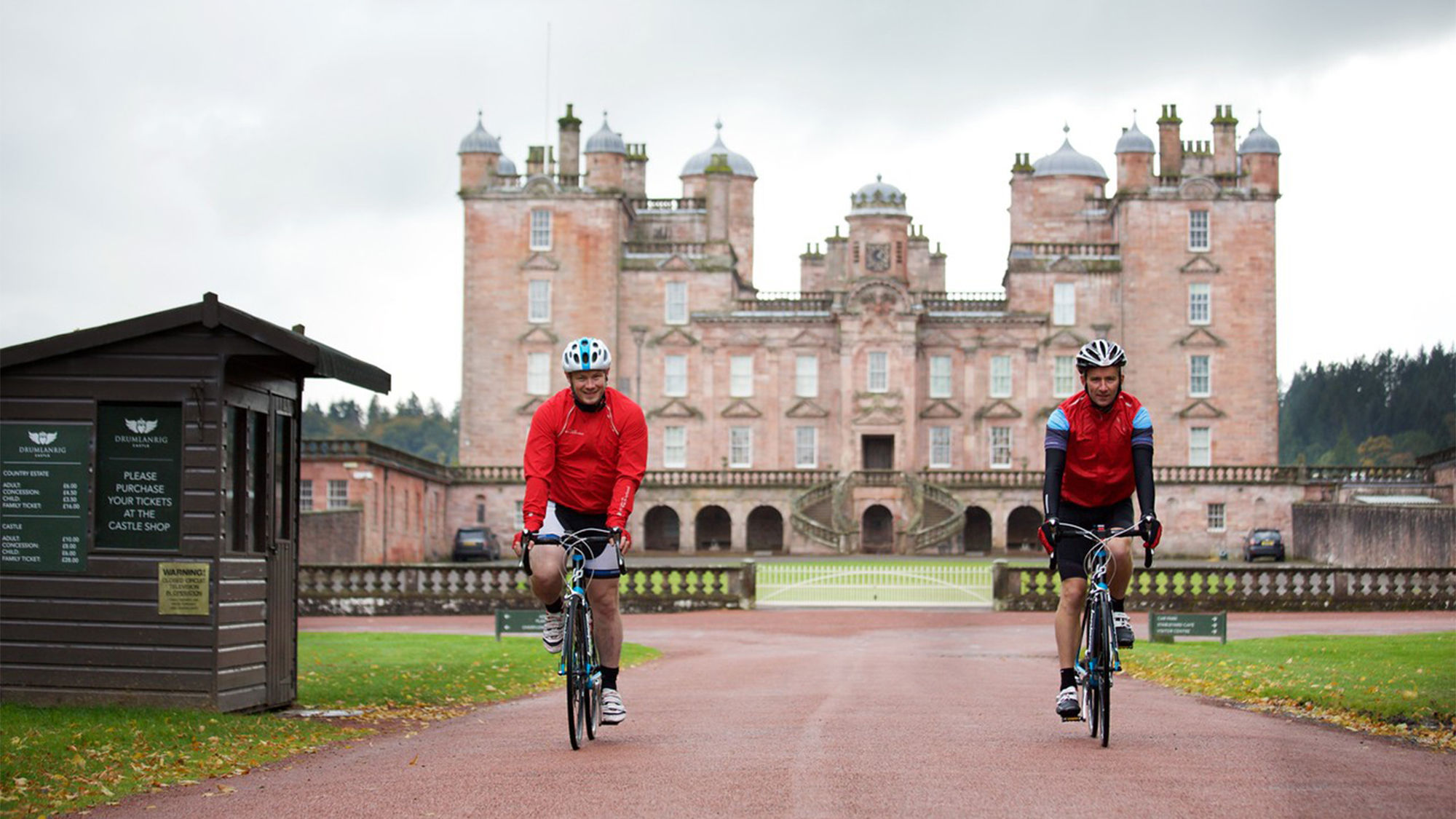 The Wilderness Scotland tour ends with a ride past Drumlanrig Castle in Dumfries and Galloway, Scotland.