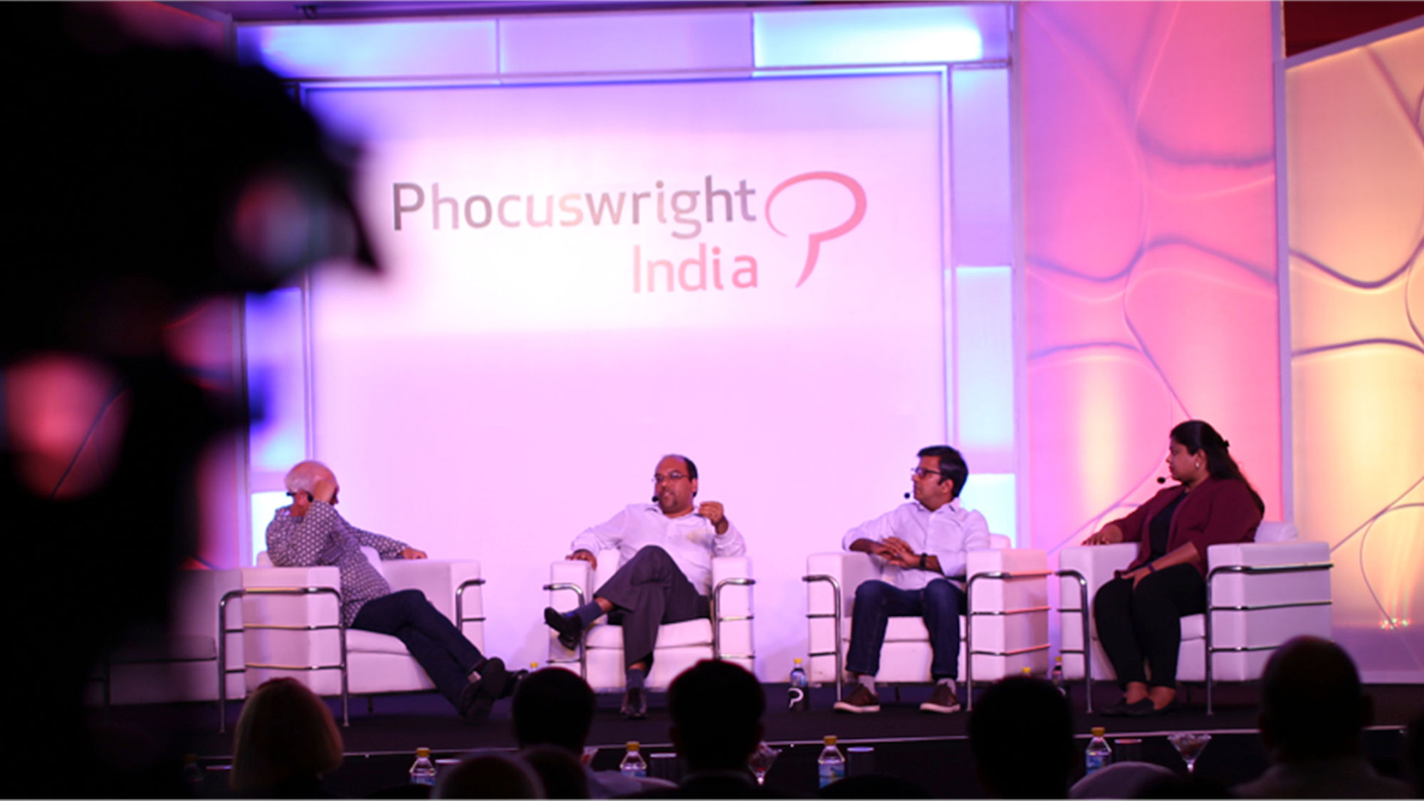 From left, Philip Wolf, founder, Phocuswright; Aloke Bajpai, CEO, ixigo.com; Raghav Gupta, manager, BlaBlaCar; and Sakshi Vij, CEO, MylesCars, during Phocuswright India 2016.