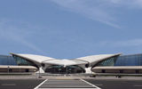 The front of the former TWA Flight Center. After the TWA Hotel is finished it will be the only facility at the airport with meetings spaces.