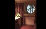 The seating area in an oceanview cabin on the Seaside.