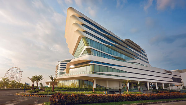 The Conrad overlooks Manila Bay and is in the SM Mall of Asia complex. The Conrad overlooks Manila Bay and is in the SM Mall of Asia complex.