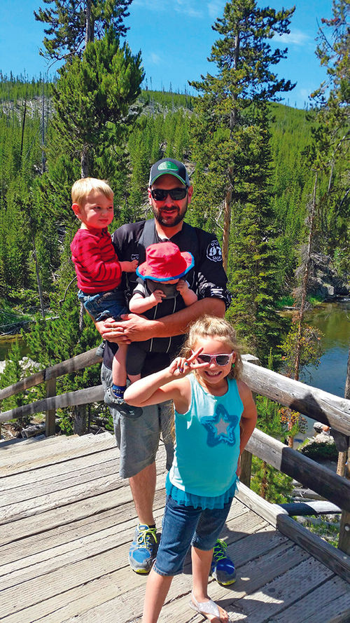 Daniel Lakey and his kids on a Yellowstone vacation. His sister, Lesley Egbert, owner of the Live Longitude agency in Montana, helped plan the family trip. Daniel Lakey and his kids on a Yellowstone vacation. His sister, Lesley Egbert, owner of the Live Longitude agency in Montana, helped plan the family trip.