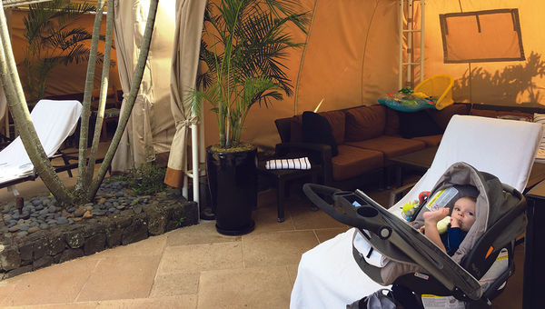 The poolside cabana suites at the Ritz-Carlton in Kapalua provided Niko ample shade and wind protection. The poolside cabana suites at the Ritz-Carlton in Kapalua provided Niko ample shade and wind protection.