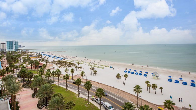 The view of the Beach Walk area on Clearwater Beach.