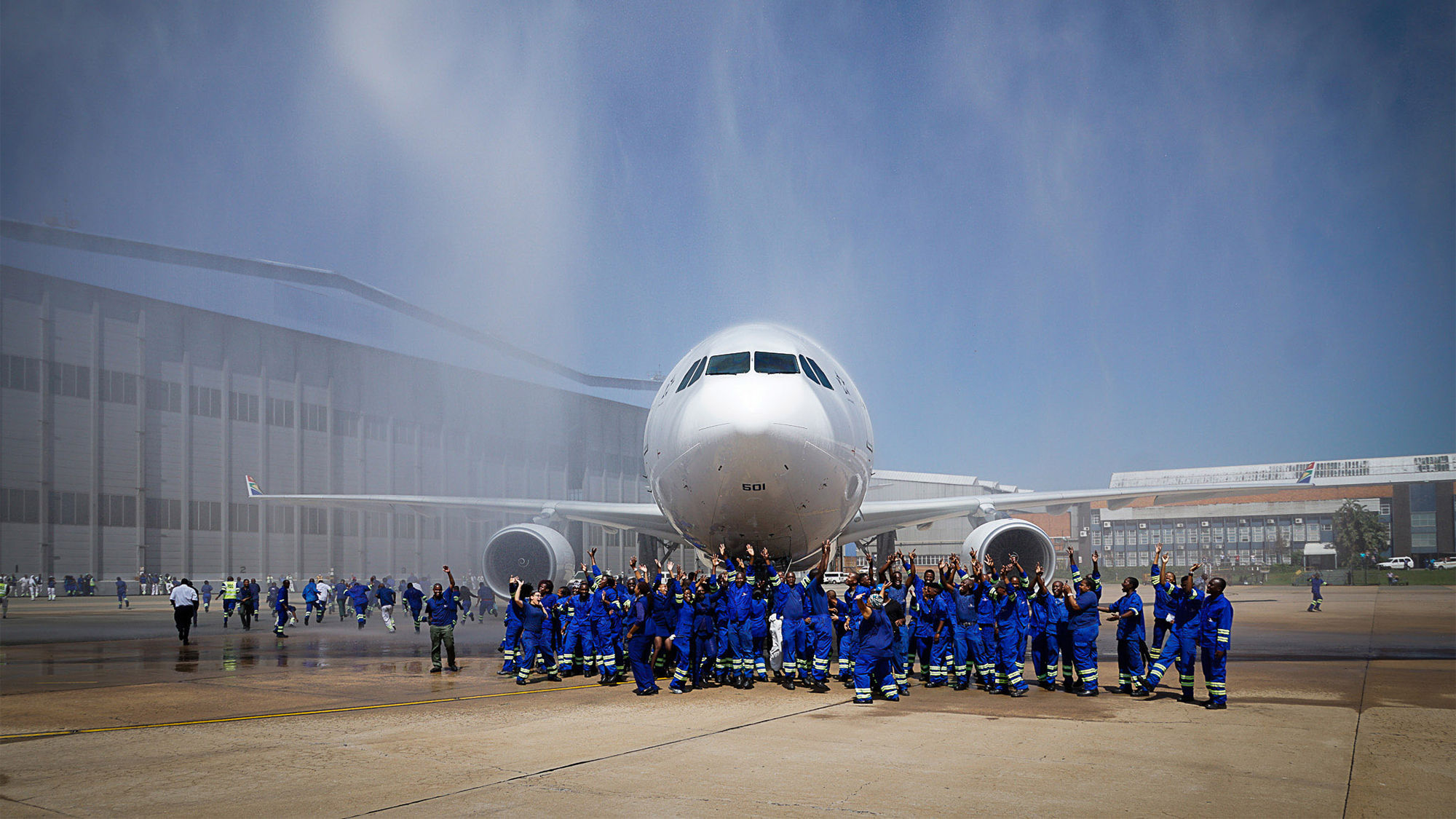 The aircraft features an upgraded Premium Business Class cabin with lie-flat seats.