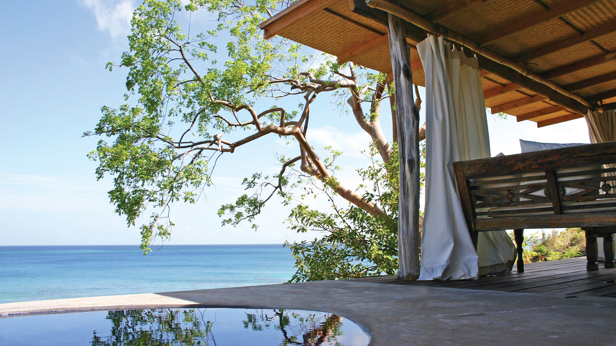 The plunge pool at Laluna, a resort on Grenada owned by former fashion marketing manager Bernardo Bertucci.
