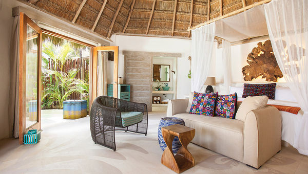 An Oceanfront King Room at Mahekal Playa del Carmen. An Oceanfront King Room at Mahekal Playa del Carmen.