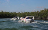 A self-drive boat tour of the Nichupte Lagoon and snorkeling excursion.