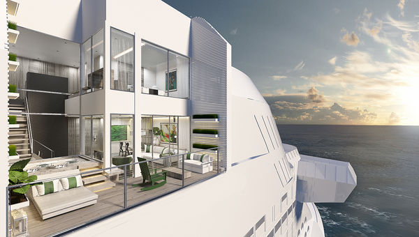 The two-level Edge Villas feature an atrium stairway with terrace views and a 3-foot-deep plunge pool. The two-level Edge Villas feature an atrium stairway with terrace views and a 3-foot-deep plunge pool.