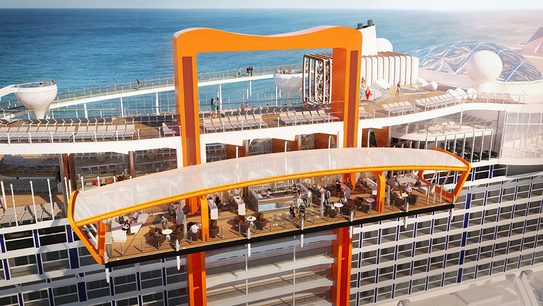 The Magic Carpet, a covered movable platform, can accommodate 90 diners if used as a restaurant.