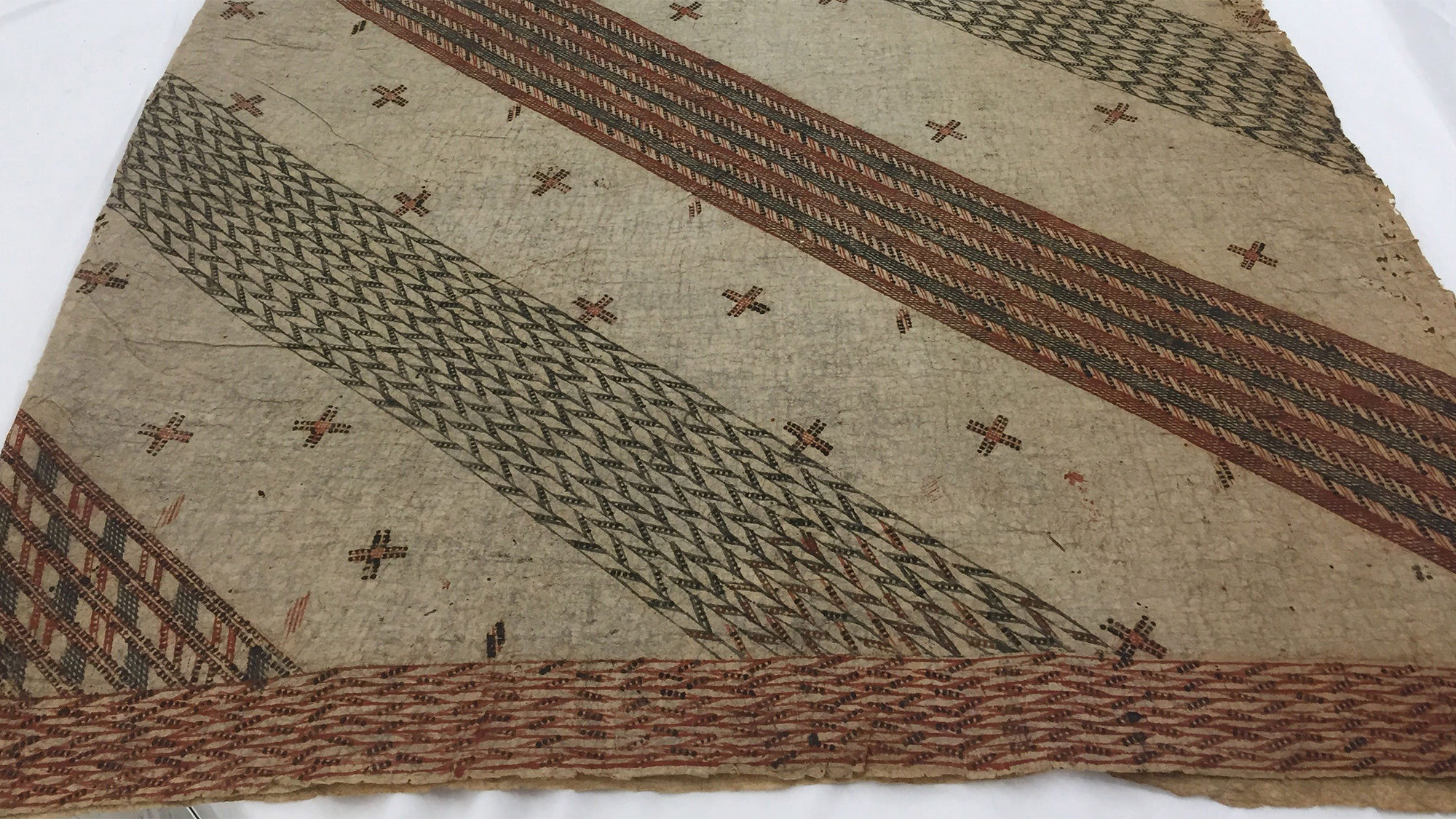 This decorated Hawaiian kapa (barkcloth) skirt is part of a new exhibit at Honolulu's Bishop Museum, "Hulia ‘Ano: Inspired Patterns."