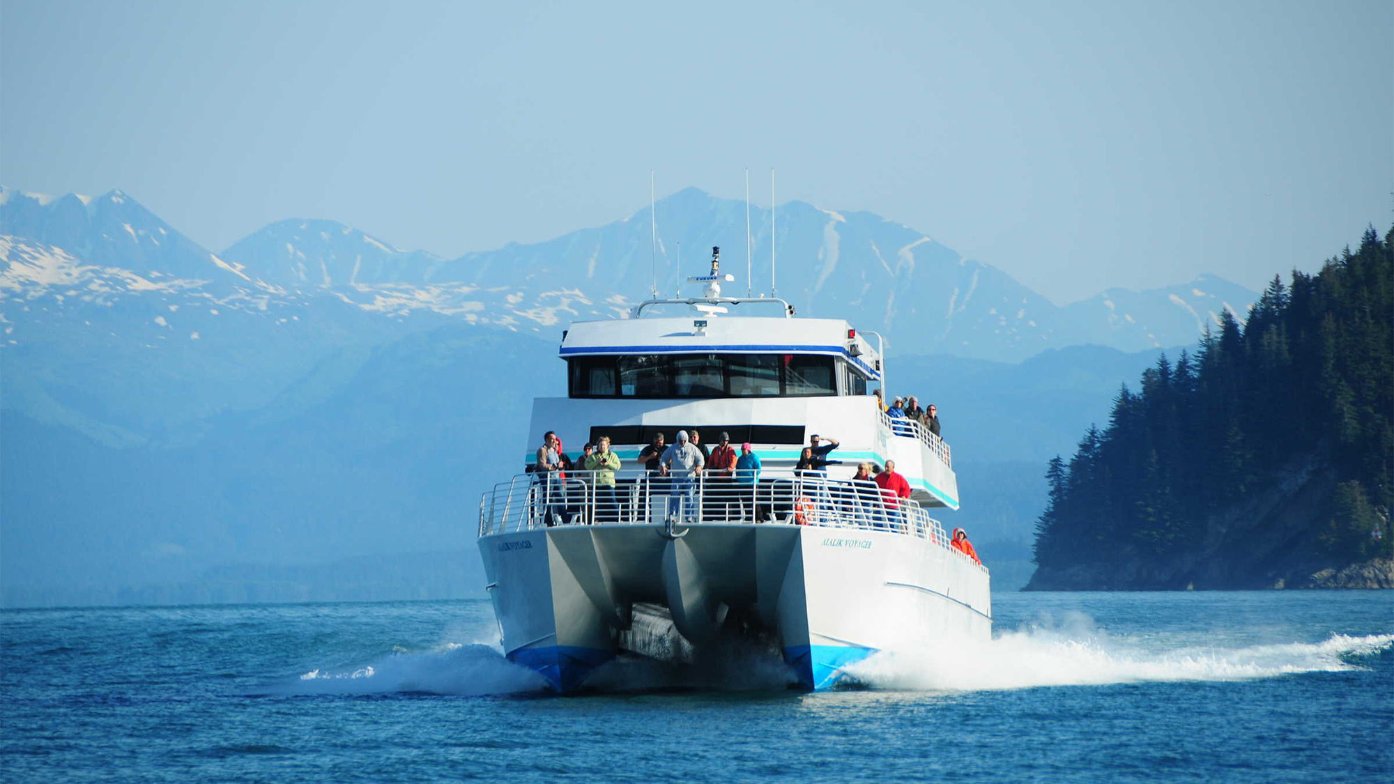 Kenai Fjords Tours' Aialik Voyager catamaran.