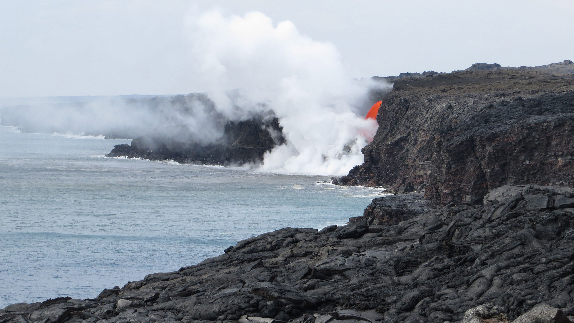 The U.S. Coast Guard has established a safety zone around the Kilauea Volcano lava flow emptying into the Pacific Ocean from the southeast side of Hawaii Island.