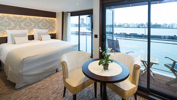 A deluxe balcony suite on Riviera Travel's Emily Bronte.