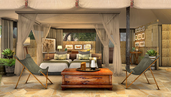 Rendering of tented accommodations at the Roho ya Selous camp in Tanzania's Selous Game Reserve. Rendering of tented accommodations at the Roho ya Selous camp in Tanzania's Selous Game Reserve.