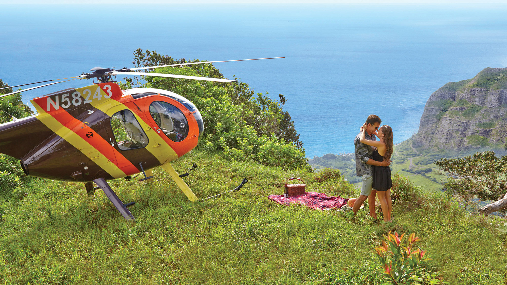 Turtle Bay Resort on Oahu will coordinate a private helicopter tour, through Paradise Helicopters, of the island’s north shore.