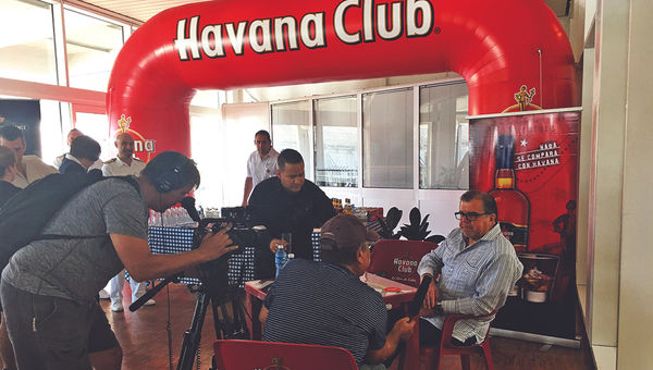 Frank Del Rio, founder of Oceania and CEO of parent company Norwegian Cruise Line Holdings Ltd., speaks with the media in Havana after the Marina’s arrival.