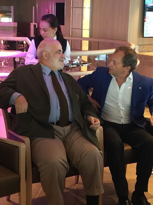 Silversea chairman Manfredi Lefebvre d’Ovidio, left, with president Roberto Martinoli on the Silver Muse. Silversea chairman Manfredi Lefebvre d’Ovidio, left, with president Roberto Martinoli on the Silver Muse.