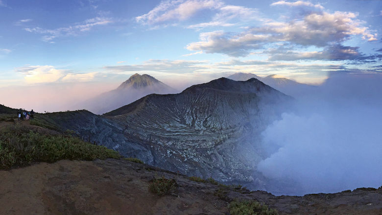 The blue glow from Java’s Ijen volcano is caused by the flames emitted by burning sulphur deposits.