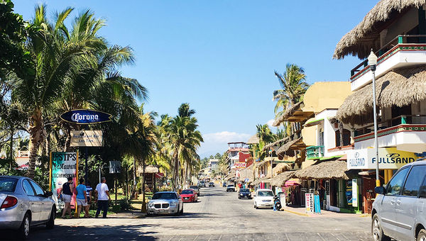 Avenida del Morro, the main street in Puerto Escondido's Playa Zicatela beach town.