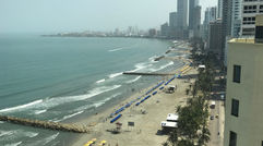 On a trip sponsored by the InterContinental Cartagena de Indias, contributor Jeri Clausing experienced what gives Cartagena a still-authentic mix of old and new, big city vs. Caribbean beach resort destination vibe. Pictured here, the view of the beach from the InterContinental Cartagena de Indias, which is located in the city's exclusive Bocagrande neighborhood.