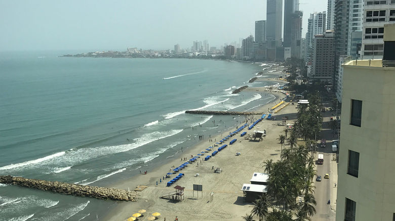 On a trip sponsored by the InterContinental Cartagena de Indias, contributor Jeri Clausing experienced what gives Cartagena a still-authentic mix of old and new, big city vs. Caribbean beach resort destination vibe. Pictured here, the view of the beach from the InterContinental Cartagena de Indias, which is located in the city's exclusive Bocagrande neighborhood.