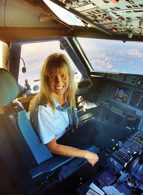 American Airlines pilot Jennifer Helland captains an Airbus A319. American Airlines pilot Jennifer Helland captains an Airbus A319.