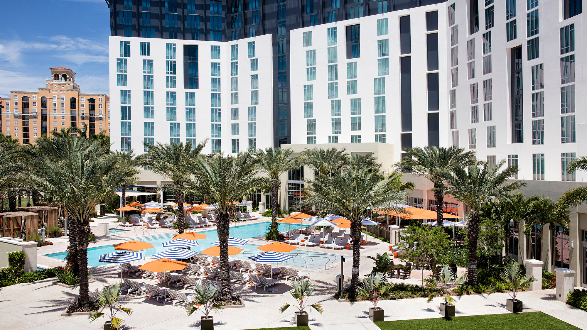 The pool area at the Hilton West Palm Beach.