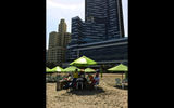 The InterContinental Cartagena de Indias, as seen from Bocagrande beach, a modern luxury high-rise located just across the street from one of the city's most popular beaches.