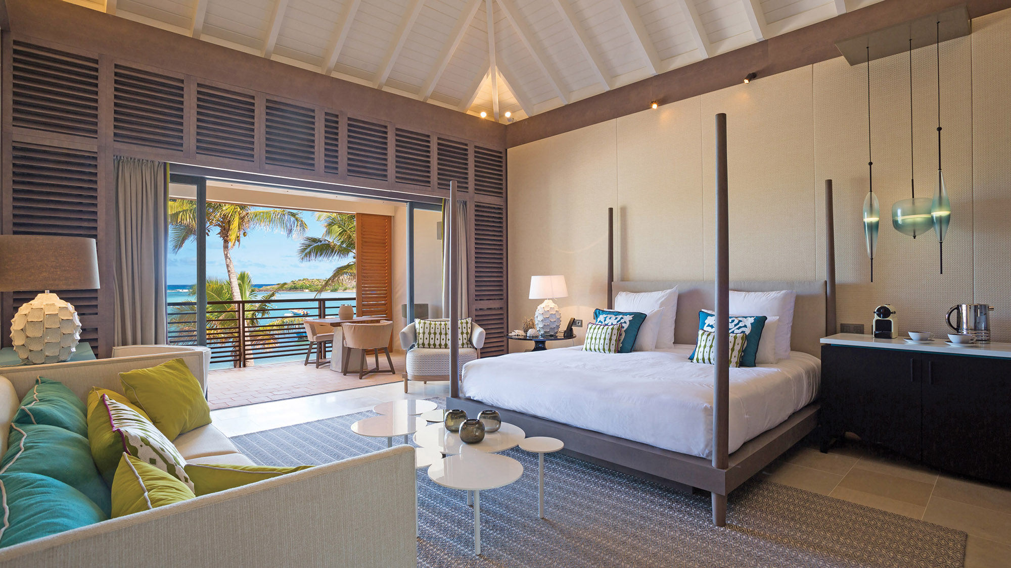 A guestroom at Le Barthelemy Hotel & Spa on St. Barts.
