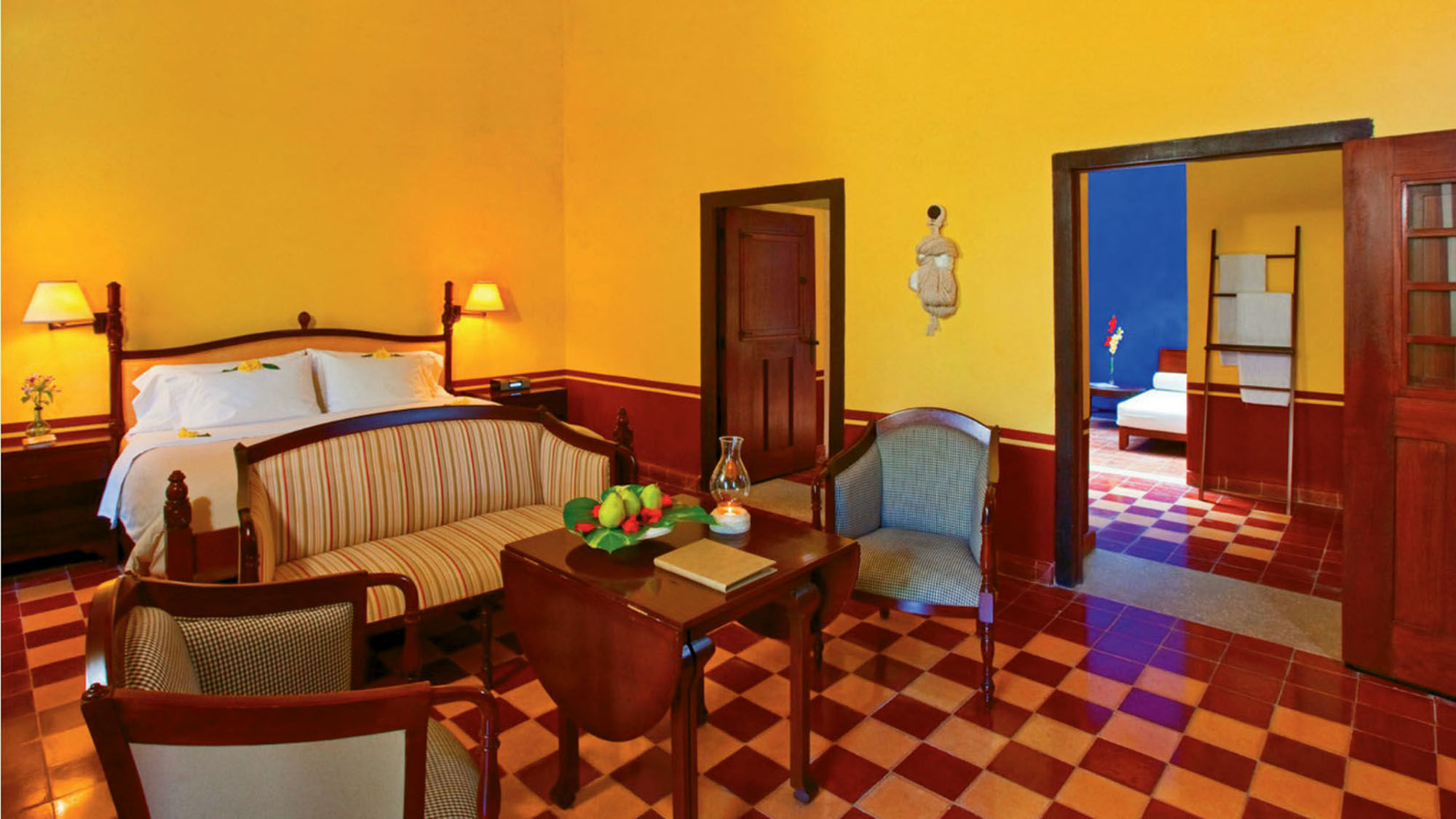 A junior suite at the Hacienda Puerta Campeche, a 15-room hotel built into a restored 17th century mansion.