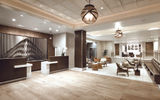 The Hyatt Centric Fisherman's Wharf lobby offers touch screens for local information.