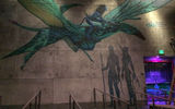 The mural seen en route to Avatar Flight of Passage depicts the Na'vi rite of passage of being chosen by a banshee, as seen in ancient cave paintings. Guests will never again see this mural without humans in front of it.