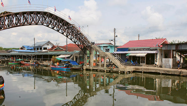 The Khlong Nam Chiao canal in the fishing village of Ban Nam Chiao, in Trat province.