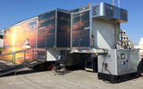 The trailer is outfitted with expandable pop-outs on both sides. It has been custom decorated with a rendering of the Celebrity Edge ship and is powered by a portable generator.