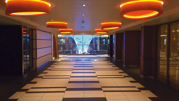 The elevator lobby on the Carnival Vista.