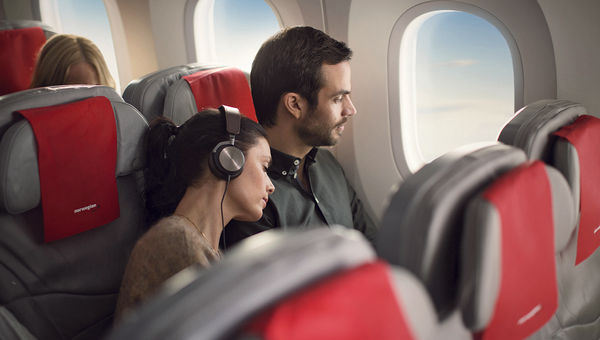 The cabin of a Norwegian Air jet. The ultralow-cost carrier will launch 19 U.S.-Europe routes this summer, which increases its total transatlantic flights to 43.