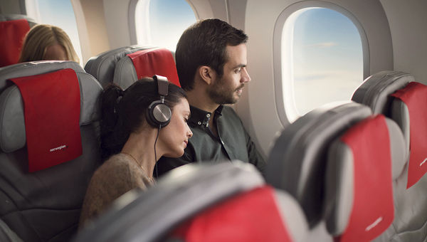The cabin of a Norwegian Air jet. The ultralow-cost carrier will launch 19 U.S.-Europe routes this summer, which increases its total transatlantic flights to 43. The cabin of a Norwegian Air jet. The ultralow-cost carrier will launch 19 U.S.-Europe routes this summer, which increases its total transatlantic flights to 43.