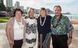 Forum speakers (left to right) Connie Risse, owner, Ships & Trips Travel; Robyn Basso, senior director of travel industry partnerships for Hawaii Tourism United States; Lisa Fletcher, owner, Signature Escapes; and Jack Richards, CEO of Pleasant Holidays.