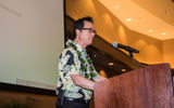 Harris Chan, area vice president, Hawaii & French Polynesia, Marriott Hotels Hawaii & French Polynesia, presenting ''Together We are Better,'' a reference to the Marriott-Starwood merger and his relationships with regional partners.