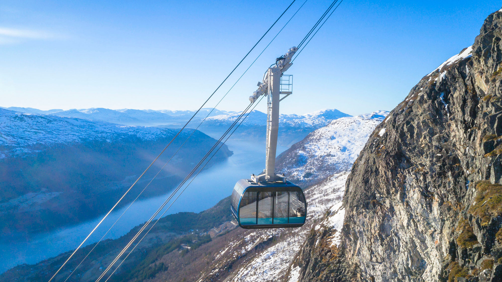 The Loen Skylift provides easy access to several miles of hiking trails, climbing routes, terrain for winter sports and fine dining at the top of Mount Hoven.