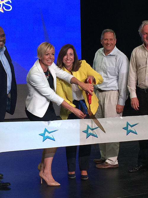 Carnival vice president of entertainment Sarah Beth Reno and brand president Christine Duffy presided over the ribbon cutting. Carnival vice president of entertainment Sarah Beth Reno and brand president Christine Duffy presided over the ribbon cutting.