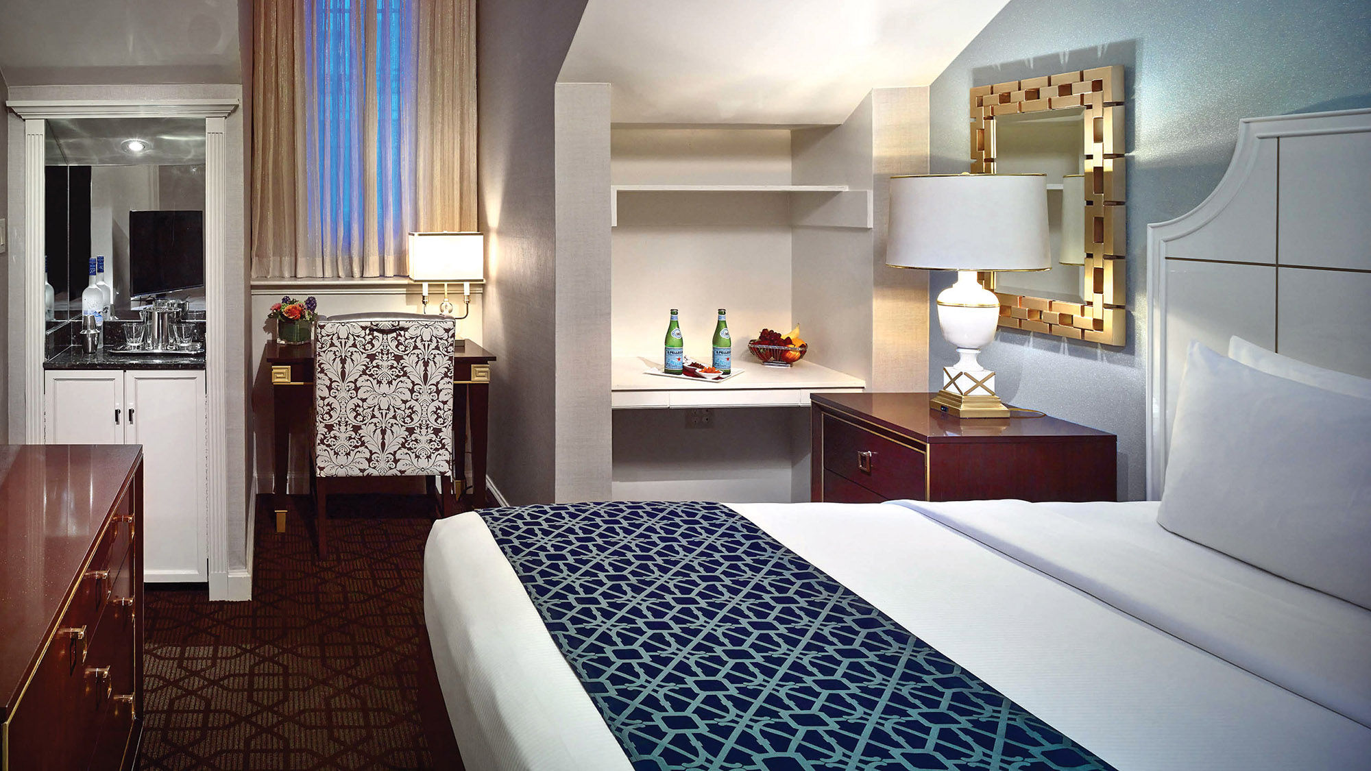 A standard king room at the Royal Sonesta New Orleans. The hotel’s 483 rooms were renovated in 2015.