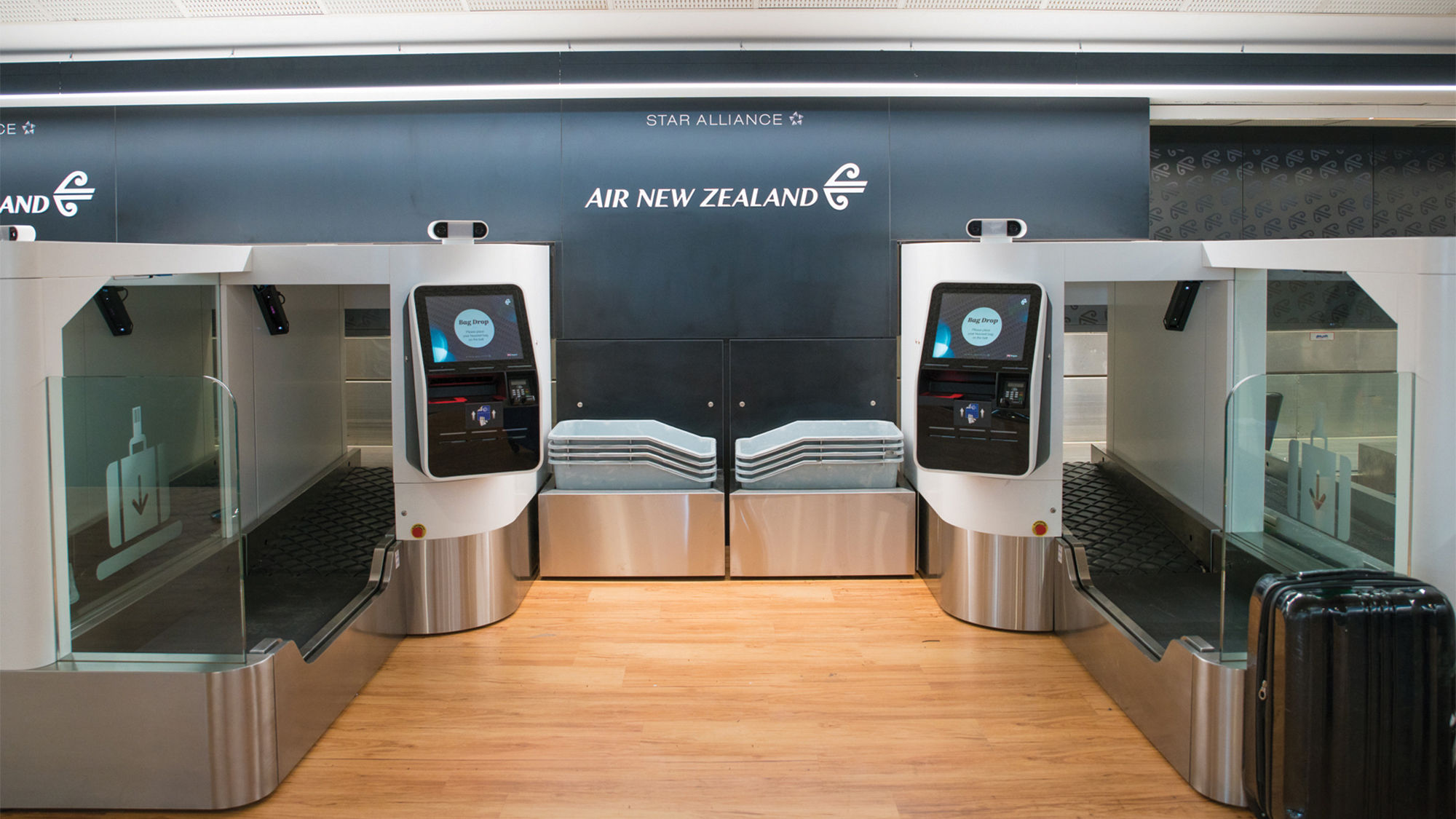 Air New Zealand's biometric bag drop enables flyers to check in bags without assistance from an agent.