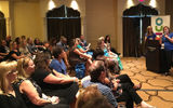 Mary Pat Sullivan and Alicia Evanko-Lewis lead an orientation session on May 18.