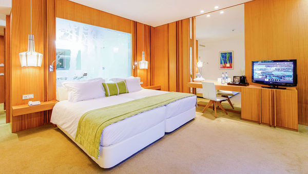 A guestroom at the Martinhal Cascais Family Hotel. The 100-acre property has 72 rooms and 12 villas.
