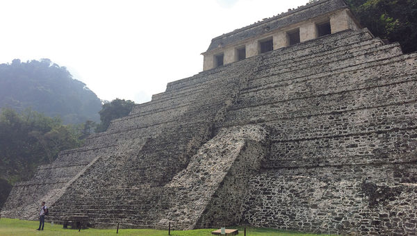The Temple of the Inscriptions in Palenque, a city that was a religious center in the Mayan world. The Temple of the Inscriptions in Palenque, a city that was a religious center in the Mayan world.