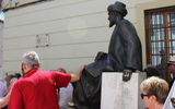 The statue of medieval Torah scholar Ben Maimonides in his birthplace of Cordoba. Visitors touch the statue's feet for good luck.