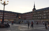 Madrid's Plaza Mayor at dusk.