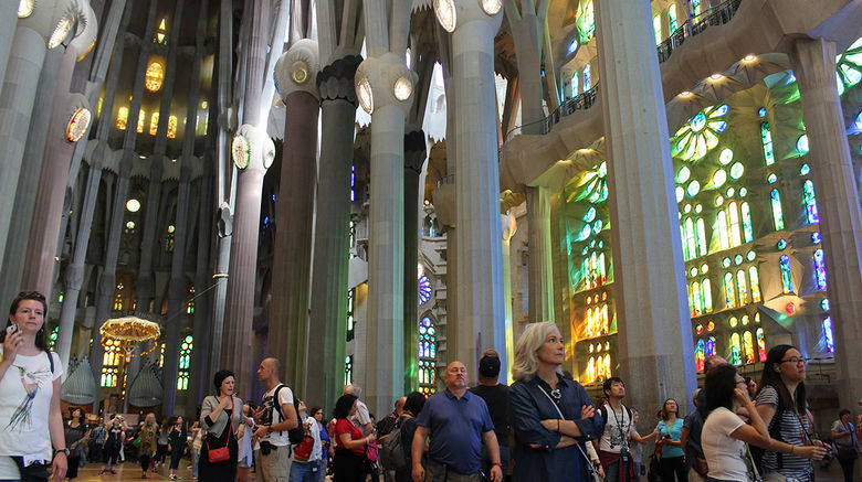 Destinations editor Eric Moya recently traveled with guests of Abercrombie & Kent's Seven Cities tour of Spain, one of its Connections Boutique Group Journeys. Pictured, interior of Gaudi's La Sagrada Familia temple in Barcelona, still uncompleted 135 years after construction began.